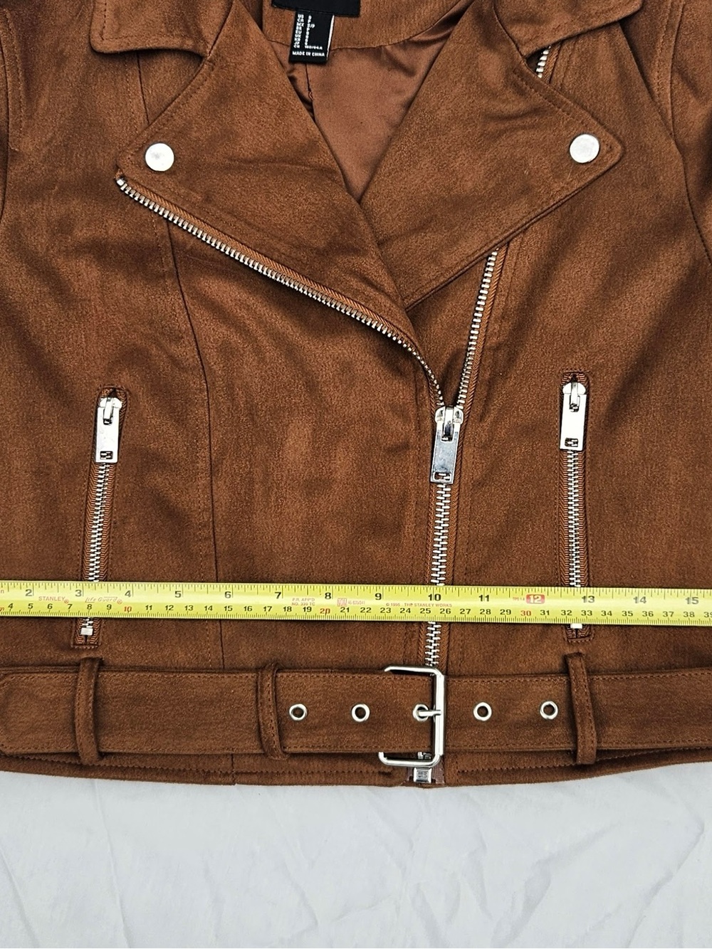 Brown Faux Suede Moto Jacket - Picture 11 of 16